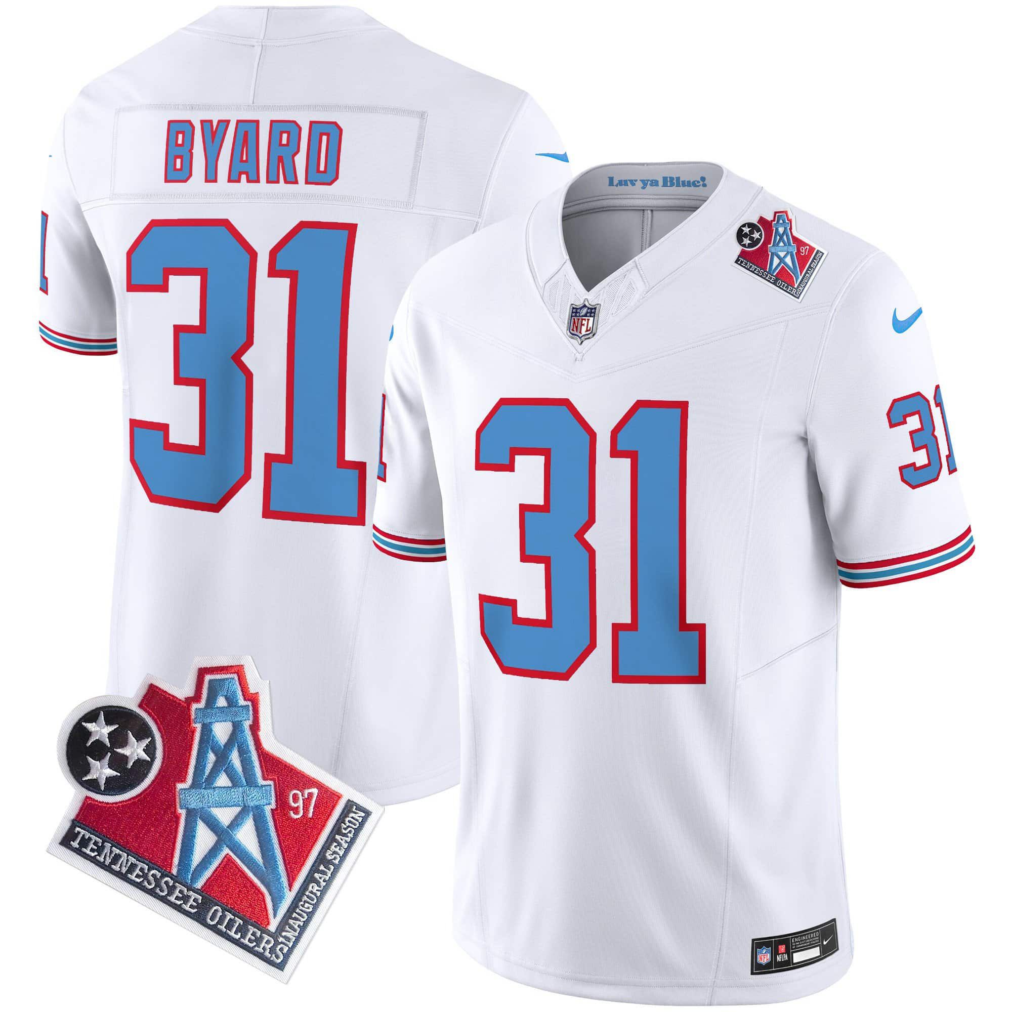 Men Tennessee Titans 31 Byard White 1997 Throwback 2024 Nike Limited Vapor NFL Jersey